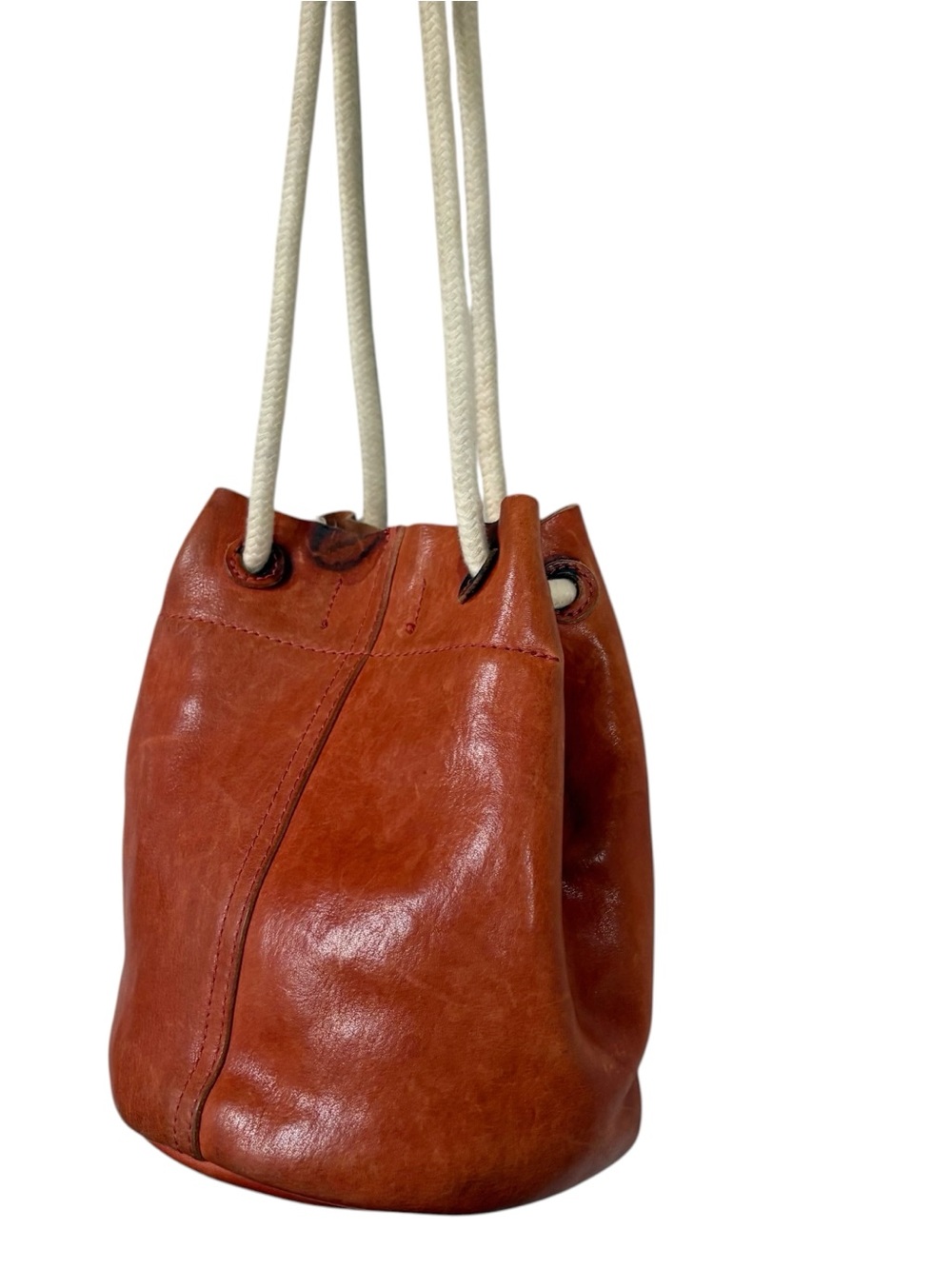 Madewell Small Leather Bucket Bag with Drawstring Rope Handles